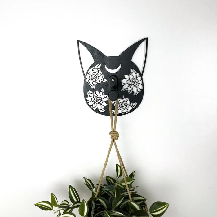 Cat Wall Hook for Hanging Plants | Black 6" - Image 2
