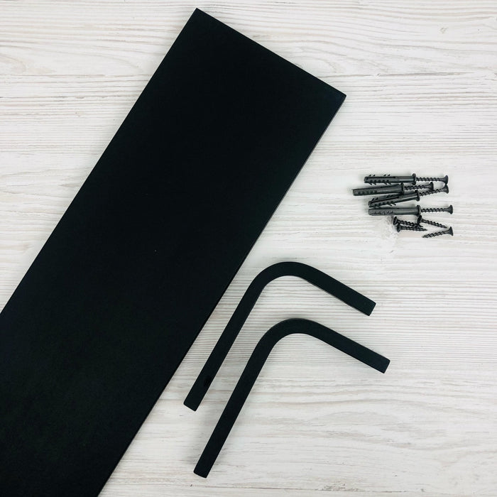 Black Floating Shelf With Wood Brackets - Image 6