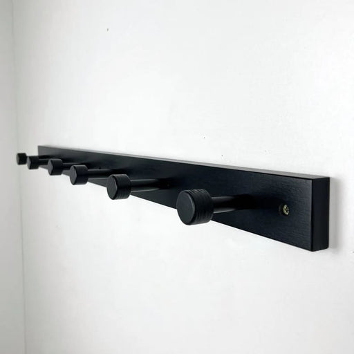 Black Hallway Coat Rack | Wood and Metal Wall Hanger Hooks - Image 1