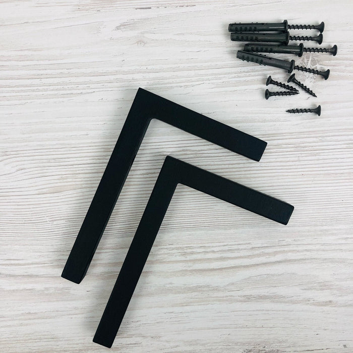 Black Wooden Floating Shelf With Brackets - Image 3