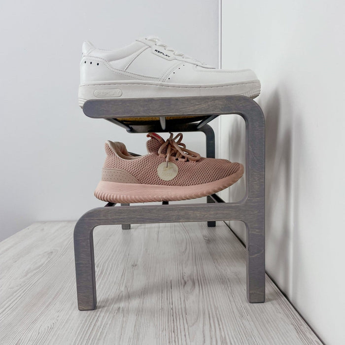 Compact Wooden Shoe Organizer | Gray + Black Rods - Image 5