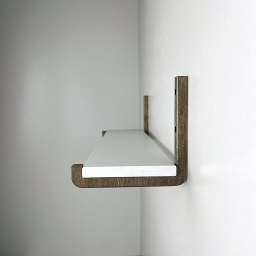 Floating Shelf Brackets With Lip | Walnut - Image 1