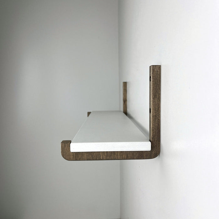 Floating Shelf Brackets With Lip | Walnut - Image 1