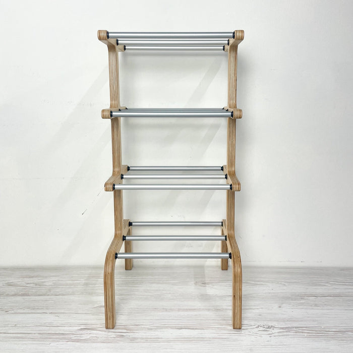 Міцна дерев'яна підлогова полиця для взуття в передпокій