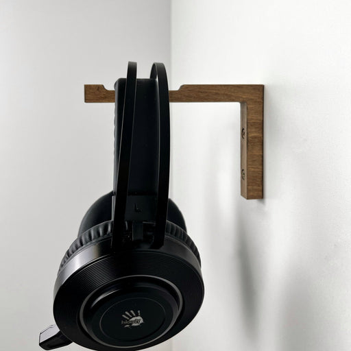 Gamer Headset Hook Holder for Wall | Walnut 6"x4" - Image 1