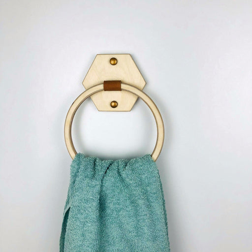 Hexagon Wooden Towel Hanger Ring | Natural - Image 2
