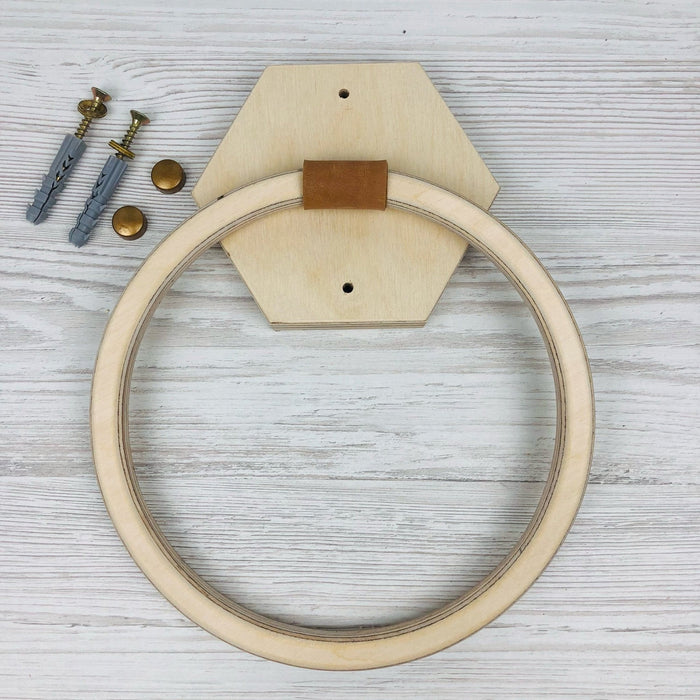 Hexagon Wooden Towel Hanger Ring | Natural - Image 4
