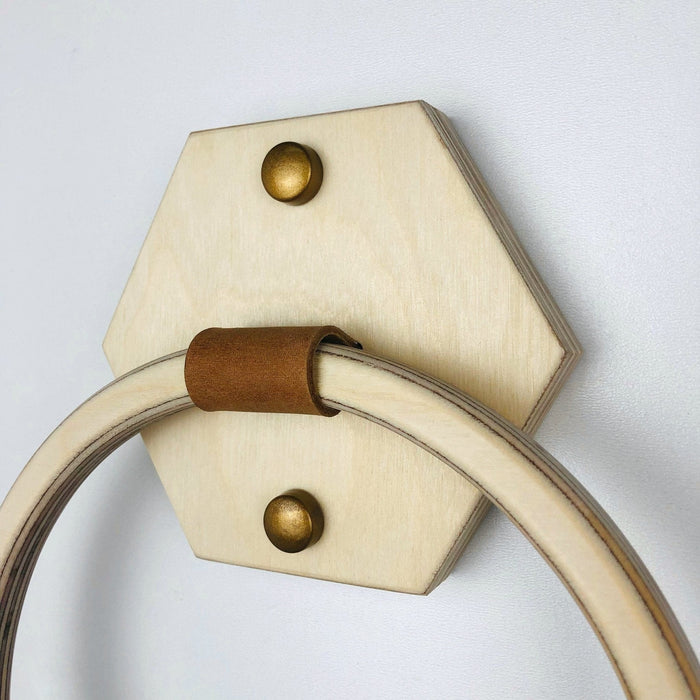 Hexagon Wooden Towel Hanger Ring | Natural - Image 3