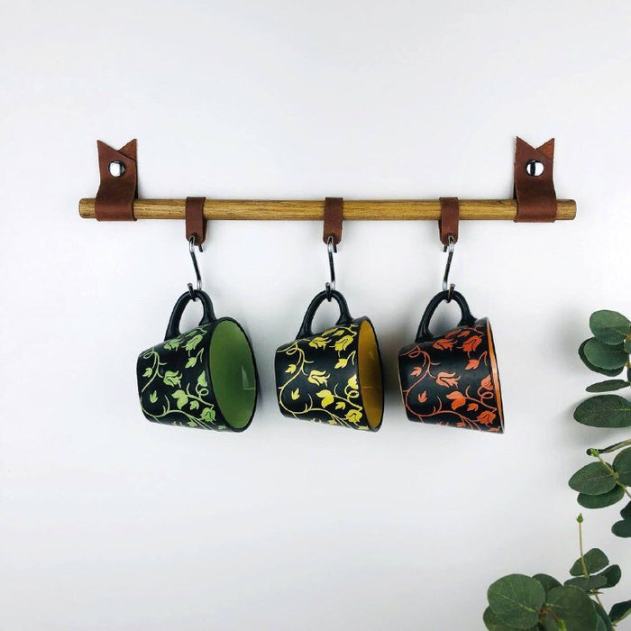 Kitchen Shelf With Leather Hooks - Image 5
