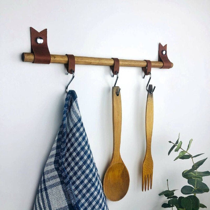 Kitchen Shelf With Leather Hooks - Image 3