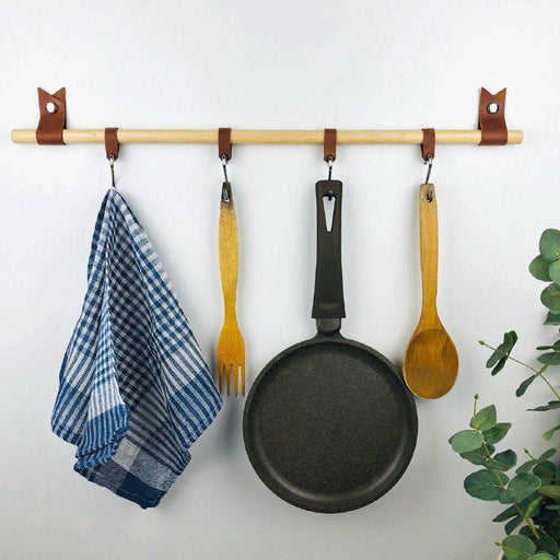 Kitchen Shelf With Leather Hooks - Image 2