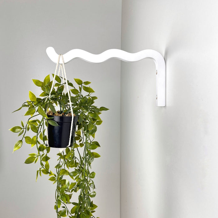 Long Wavy Wall Hook For Planter | White 12"x6" - Image 1