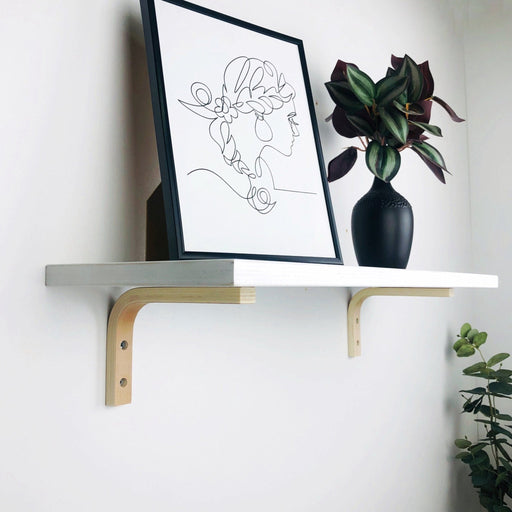 Long White Floating Wall Shelf With Brackets - Image 2