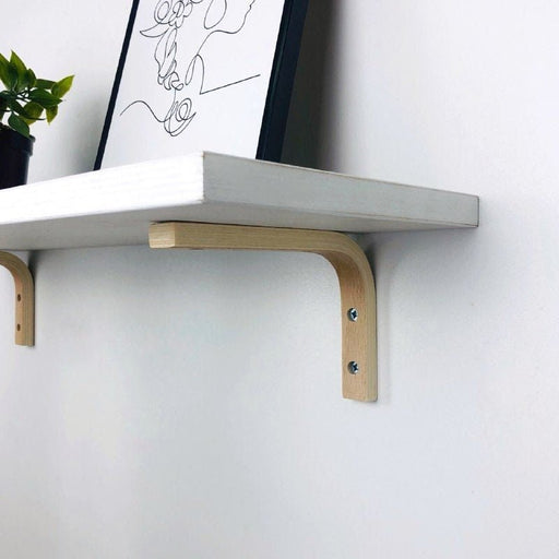Long White Floating Wall Shelf With Brackets - Image 1