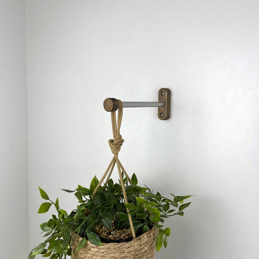Minimalist Plant Hanger Hook | Silver & Walnut 6" 8" 10" - Image 1
