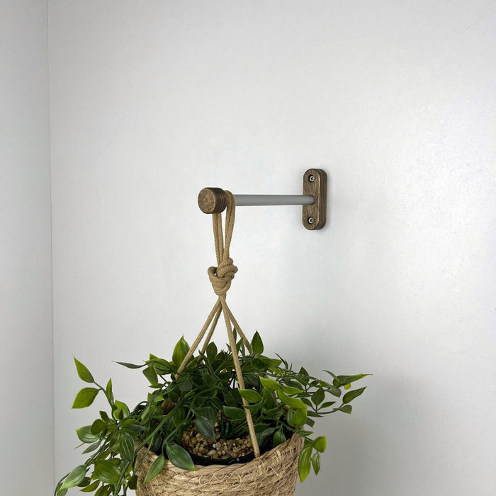 Minimalist Plant Hanger Hook | Silver & Walnut 6" 8" 10" - Image 1