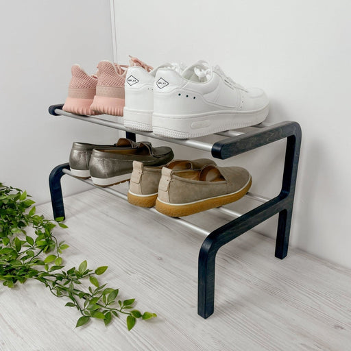 Minimalist Two - Level Shoe Rack | BogOak + Metal Rods - Image 1