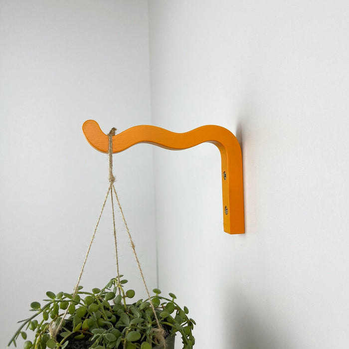 Modern Colorful Wavy Plant Bracket | Orange 6"x4" - Image 1