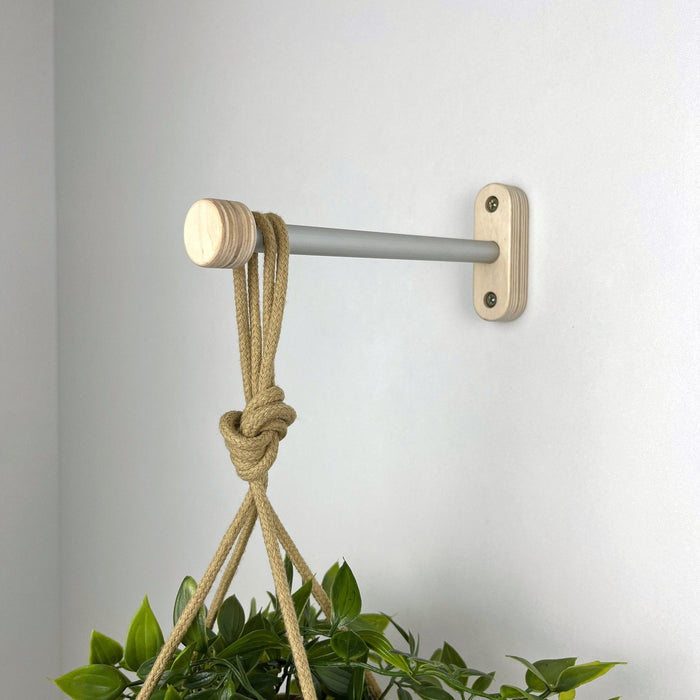 Modern Plant Hanger Bracket | Silver & Natural 6" 8" 10" - Image 1