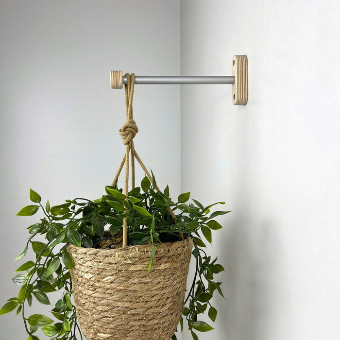 Modern Plant Hanger Bracket | Silver & Natural 6" 8" 10" - Image 2