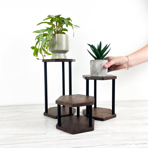 Modern Plant Stand Set of 3 | Geometric Indoor Holders - Image 2