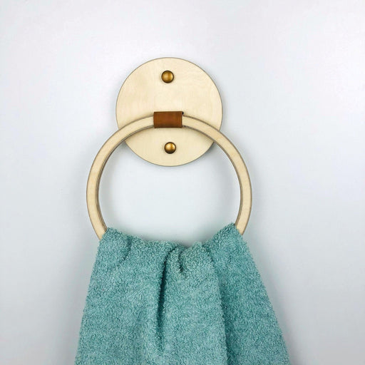 Modern Wood Bathroom Towel Ring | Natural - Image 1