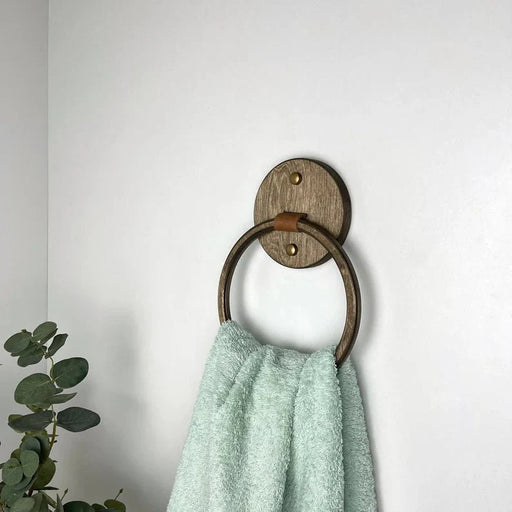 Modern Wood Bathroom Towel Ring | Walnut - Image 1