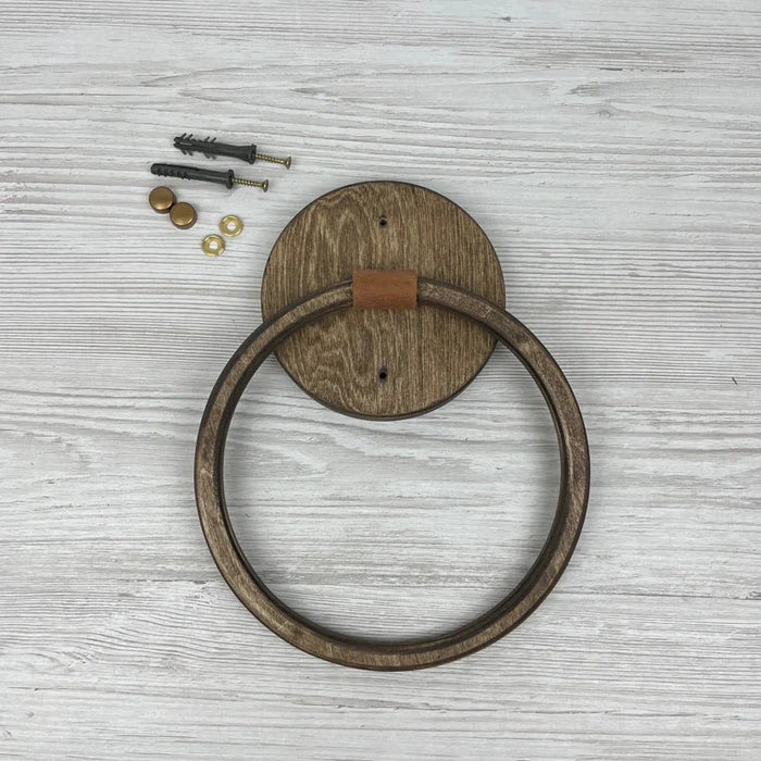 Modern Wood Bathroom Towel Ring | Walnut - Image 4