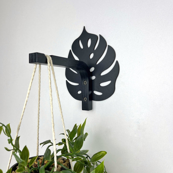 Monstera Leaf Wall Hook for Planter | Black - Image 1