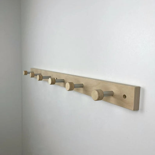 Natural Hallway Coat Rack | Wood and Metal Wall Hanger Hooks - Image 1