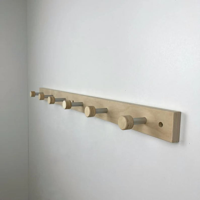 Natural Hallway Coat Rack | Wood and Metal Wall Hanger Hooks - Image 1