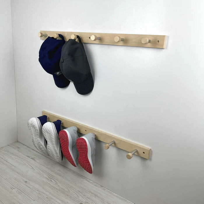 Natural Hallway Coat Rack | Wood and Metal Wall Hanger Hooks - Image 3