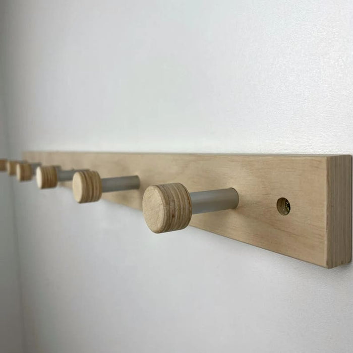 Natural Hallway Coat Rack | Wood and Metal Wall Hanger Hooks - Image 2
