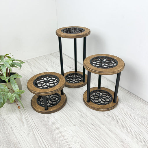 Natural Wood Plant Stand Set of 3 | Scandinavian Style - Image 3