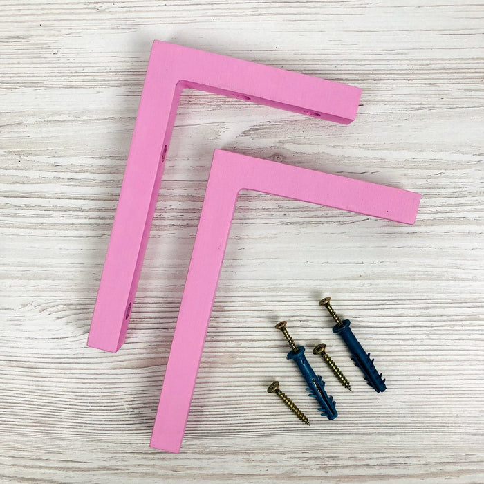 Pink Wooden Wall Brackets for Floating Shelves | 6"x4" Modern Support - Image 5
