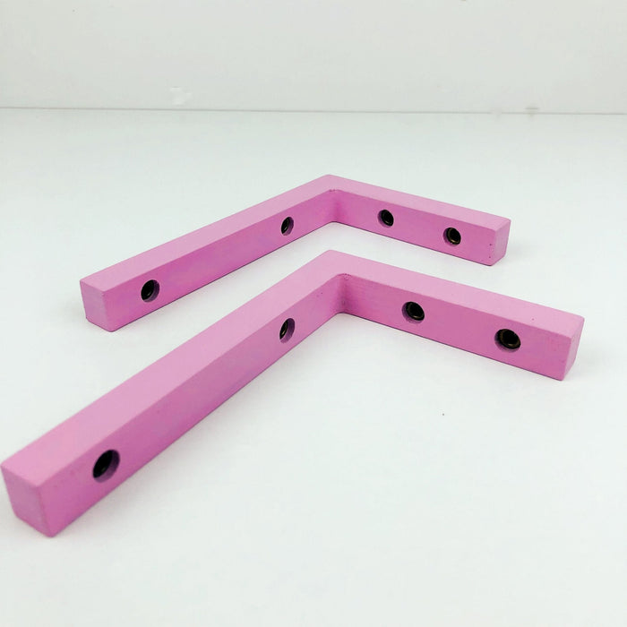 Pink Wooden Wall Brackets for Floating Shelves | 6"x4" Modern Support - Image 3