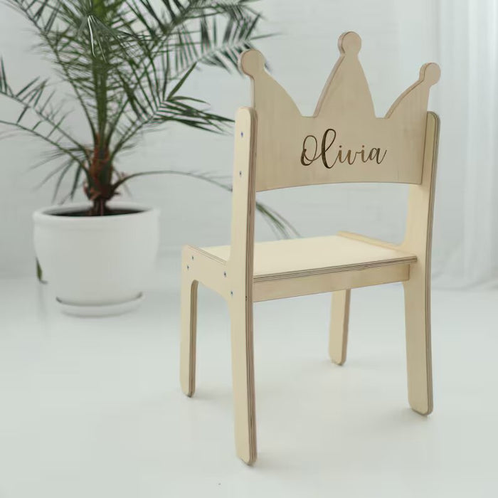 Princess Crown Chair for Girls, Personalized Montessori Stool - Image 2
