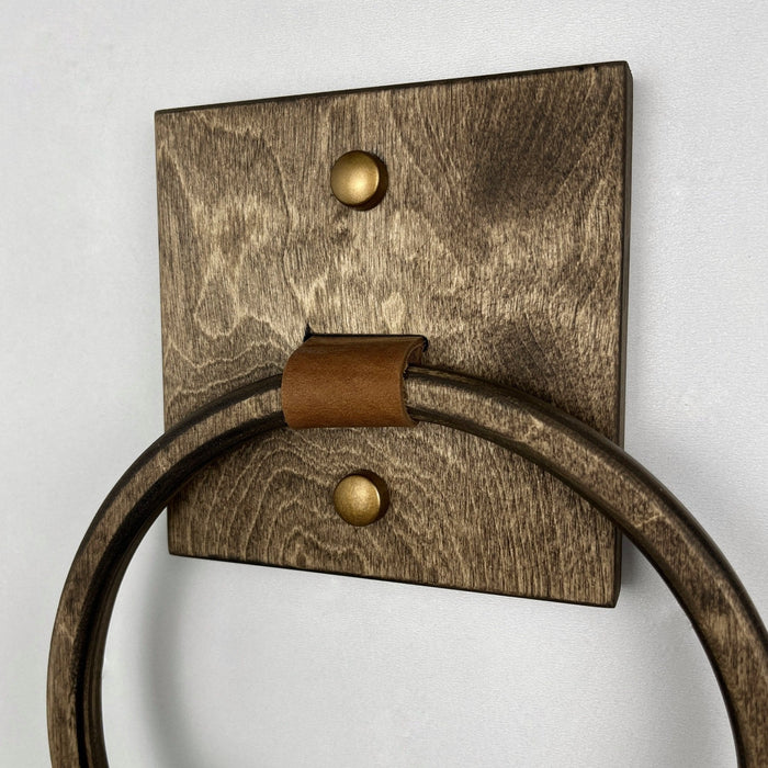 Round Hand Towel Holder for Wall | Walnut - Image 4