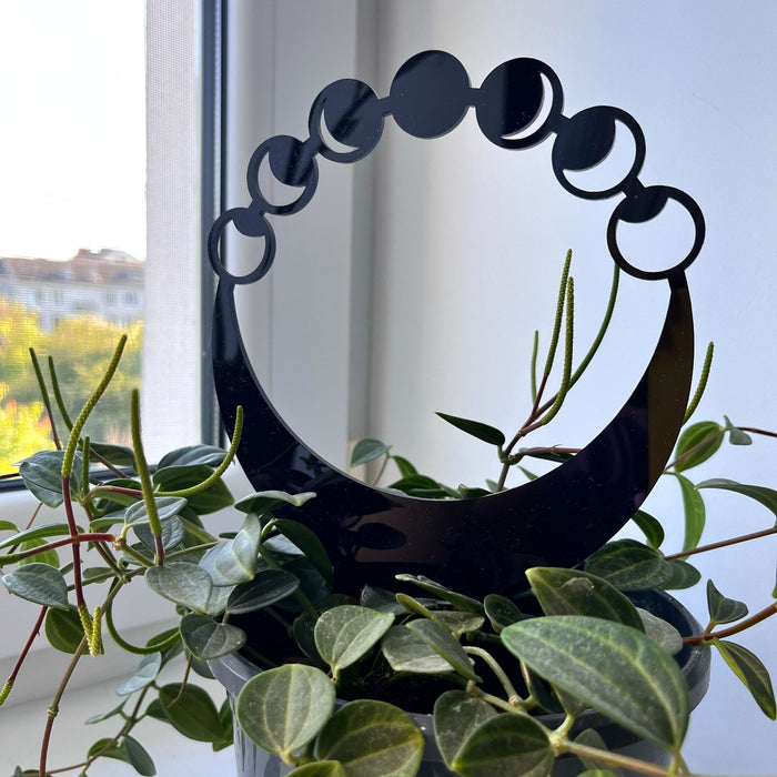 Round Moon Phase Plant Trellis | Black - Image 2