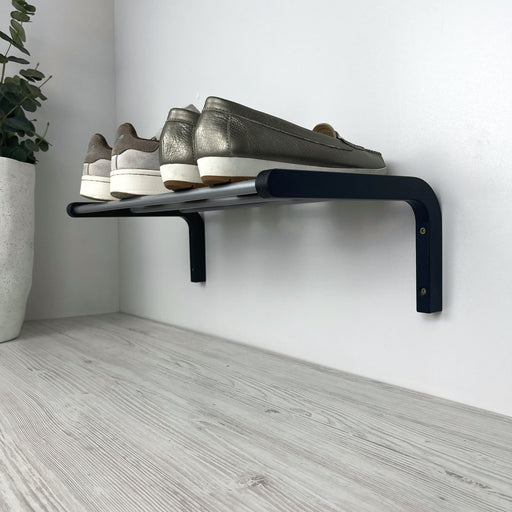 Single Tier Shoe Rack for Wall | Black + Silver Rods - Image 2