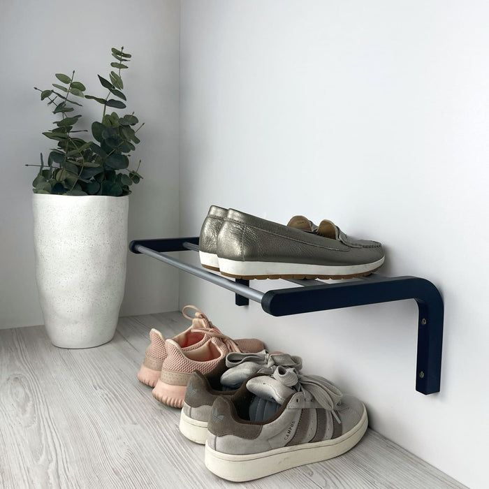 Single Tier Shoe Rack for Wall | Black + Silver Rods - Image 3