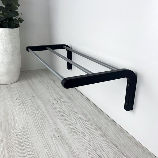 Single Tier Shoe Rack for Wall | Black + Silver Rods - Image 1