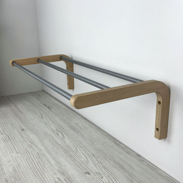 Single Tier Shoe Rack for Wall | Natural + Silver Rods - Image 5