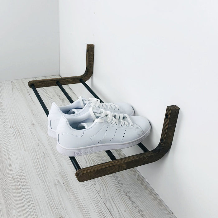 Single Tier Shoe Rack for Wall | Walnut - Image 3