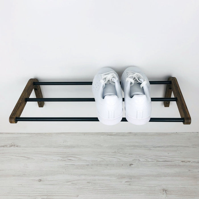 Single Tier Shoe Rack for Wall | Walnut - Image 1
