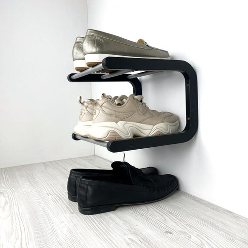 Small Wooden Shoe Rack for Wall | Black - Image 1