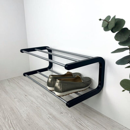 Small Wooden Shoe Rack for Wall | Black - Image 3
