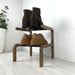 Small Double - Layer Wooden Shoe Shelf | Walnut + Black Rods - Image 5