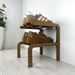 Small Double - Layer Wooden Shoe Shelf | Walnut + Black Rods - Image 3
