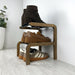 Small Double - Layer Wooden Shoe Shelf | Walnut + Black Rods - Image 1